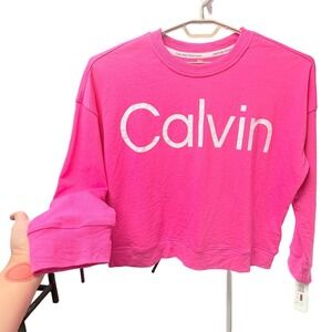NWT Calvin Klein Performance Hot Pink Logo Sweatshirt Women XXL Gym Comfy Lounge